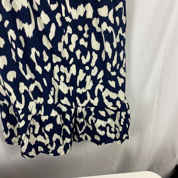 Bloom Chic NWT Notched Leopard Print Navy Cap Ruffle Sleeve Dress 14/16 - Picture 12 of 16